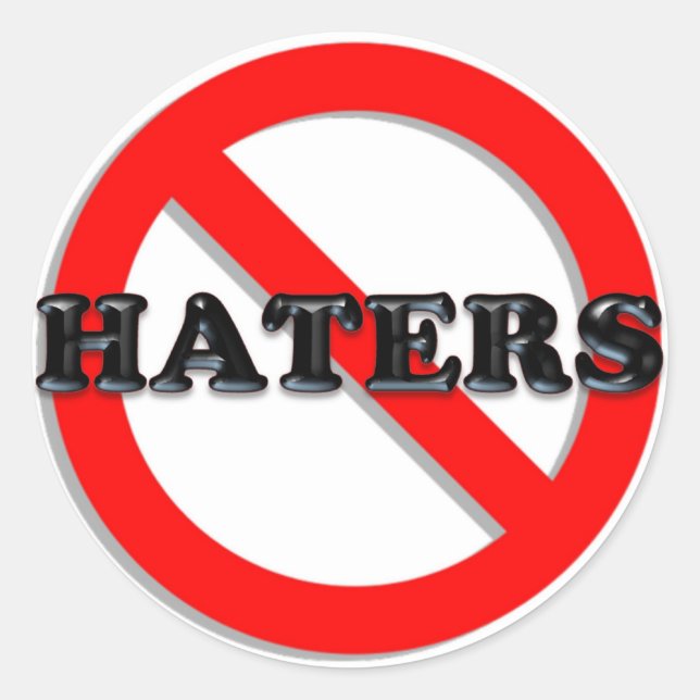 No Haters Classic Round Sticker (Front)