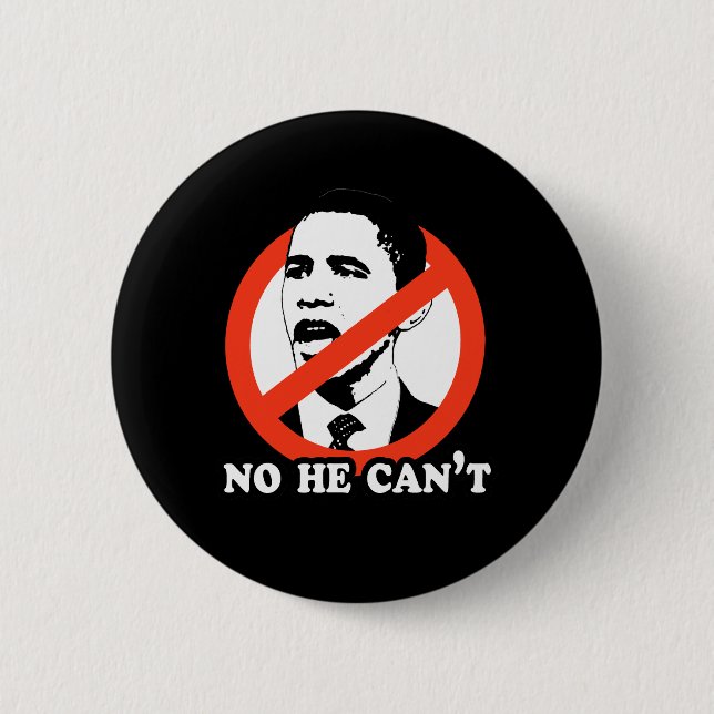 NO HE CAN'T 2 INCH ROUND BUTTON (Front)