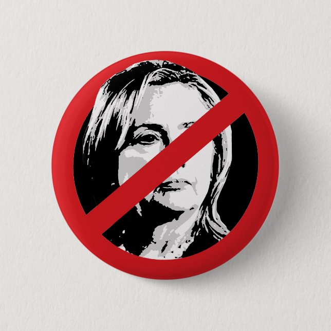 NO HILLARY 2 INCH ROUND BUTTON (Front)