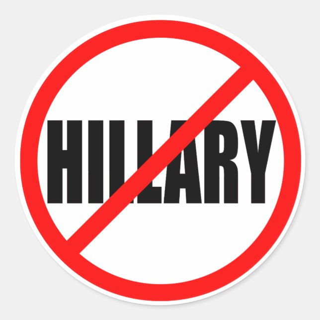 “NO HILLARY” CLASSIC ROUND STICKER (Front)