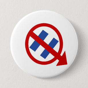 NO HILLARY ELECTION SYMBOL 3 INCH ROUND BUTTON