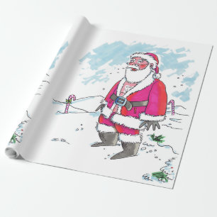 No Ho-Ho-Ho large Santa glossy wrapping paper