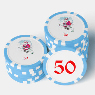 No Ho Ho Ho light blue 50 striped poker chip