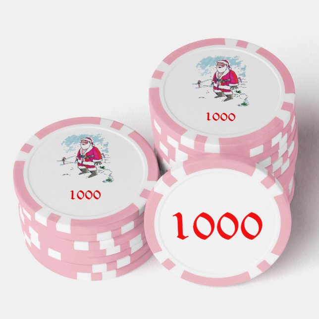 No Ho Ho Ho pink 1000 striped poker chip (Stack)