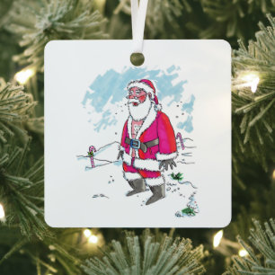 No Ho-Ho-Ho square metal ornament
