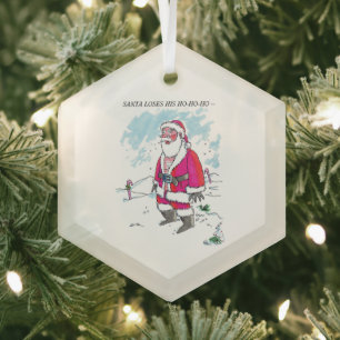 No Ho-Ho-Ho w text hexagon glass ornament