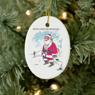 No Ho-Ho-Ho w text oval ceramic ornament