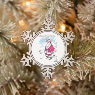 No Ho-Ho-Ho w text pewter snowflake ornament