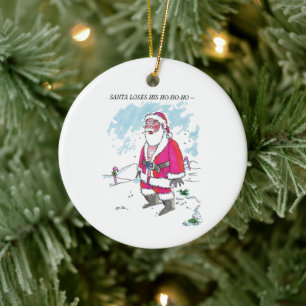 No Ho-Ho-Ho w text round ceramic ornament