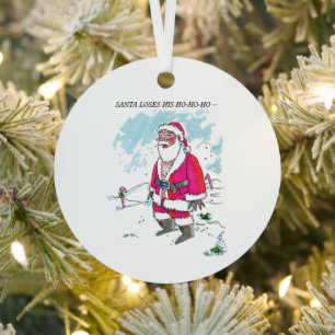 No Ho-Ho-Ho w text round metal ornament