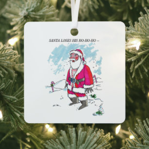 No Ho-Ho-Ho w text square metal ornament