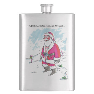 No Ho-Ho-Ho w text stainless steel flask