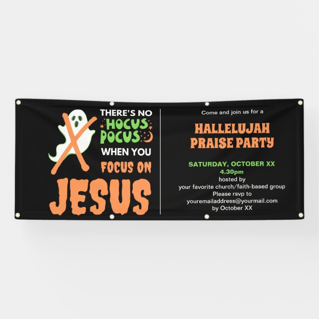 NO HOCUS POCUS Christian Halloween Invitation Banner (Horizontal)