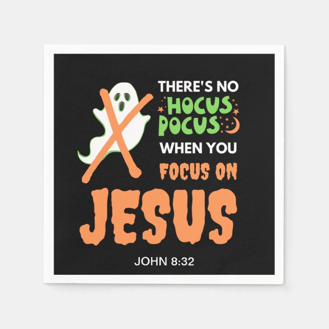 NO HOCUS POCUS Christian Halloween Paper Napkin (Front)