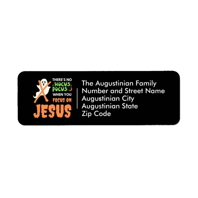 NO HOCUS POCUS Christian Halloween Return Address (Front)