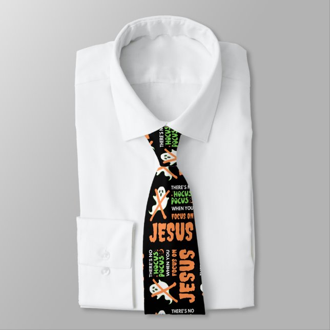 NO HOCUS POCUS Christian Halloween Tie (Tied)