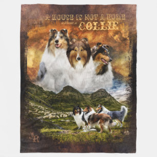 No Home w/o Rough Collie, Sheep Herding, Country - Fleece Blanket