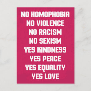 No Homophobia Quote Postcard