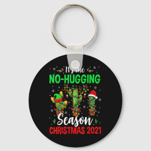 No Hugging Season Xmas 2021 Elf Reindeer Santa Ca  Keychain