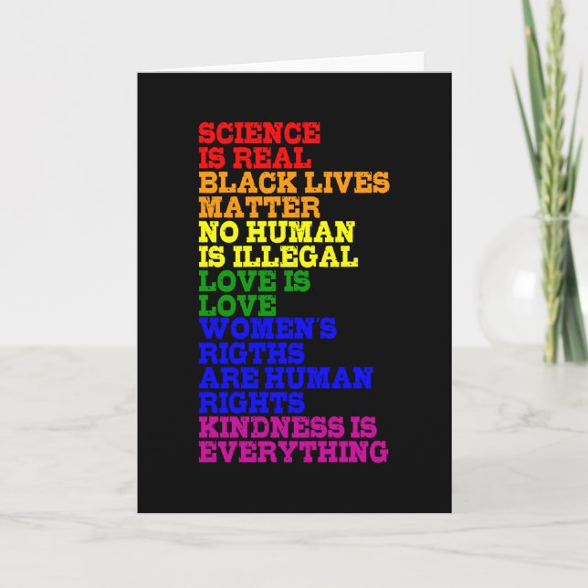 NO HUMAN IS ILLEGAL LGBT Pride Month LGBTQ Rainbow Card (Front)