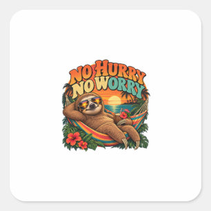 No Hurry No Worry Sloth Beach Vacation Sticker