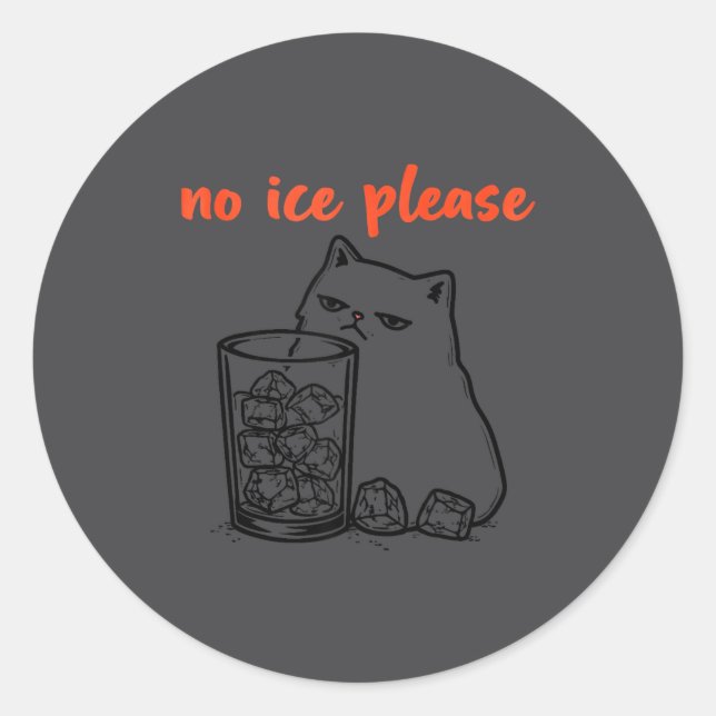 No Ice Please Cat Meme Classic Round Sticker (Front)
