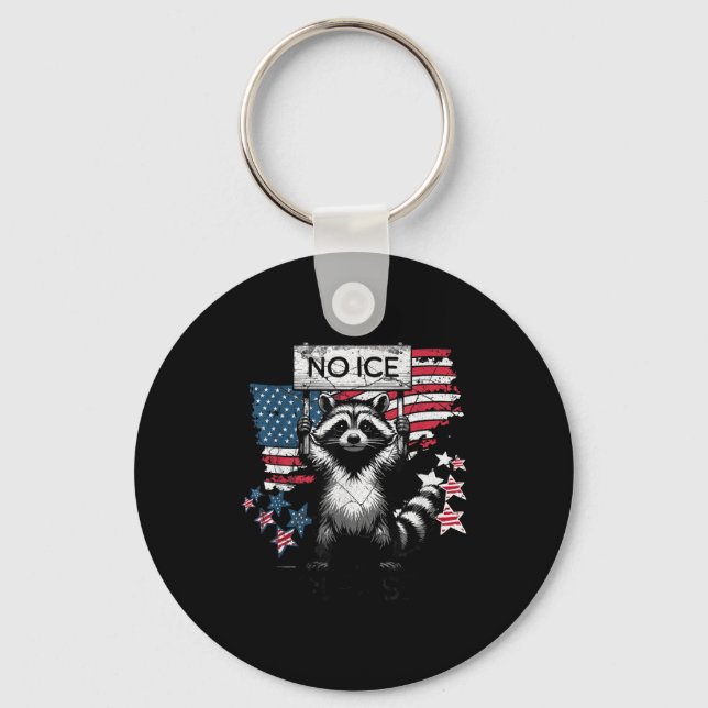 No Ice Please Raccoon Keychain (Front)