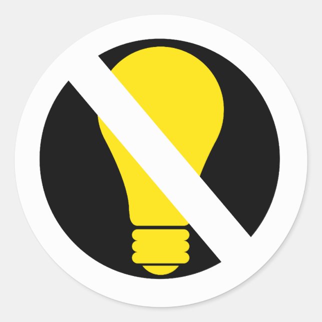 no incandescent bulbs classic round sticker (Front)