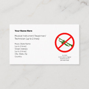 No Instrument-Shaped Objects Gr. Tpt. II Wht. Business Card