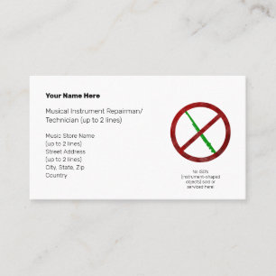 No Instrument-Shaped Objects Green Flt. I White Business Card