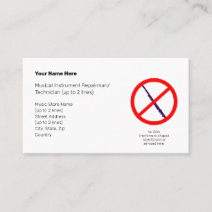 No Instrument-Shaped Objects Pur. Flt. I White Business Card
