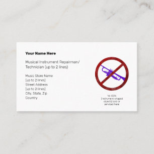 No Instrument-Shaped Objects Pur. Tpt. I Wht. Business Card