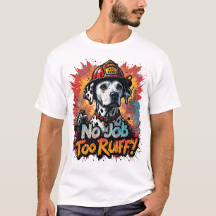 No Job Too Ruff! Firefighter Dog T-Shirt – Funny