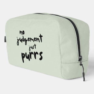 'No Judgement, Just Purrs' Soft Sage Minimalist Dopp Kit