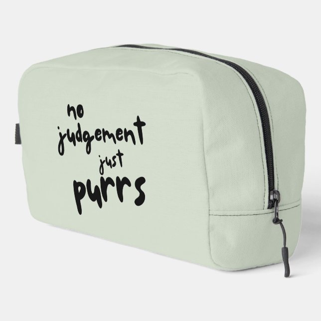 'No Judgement, Just Purrs' Soft Sage Minimalist  Dopp Kit (Right Corner)
