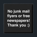 No junk mail - magnetic - sign! magnet<br><div class="desc">No junk mail - magnetic - sign! Put it up during a holiday or part of the year. Leave no marks! Many different colours. Make your mail box or door a little happier with a sign in a colour you like. no junk mail please door sign postal box minimal design...</div>