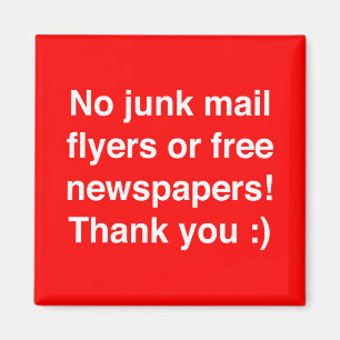 No junk mail - magnetic - sign! magnet