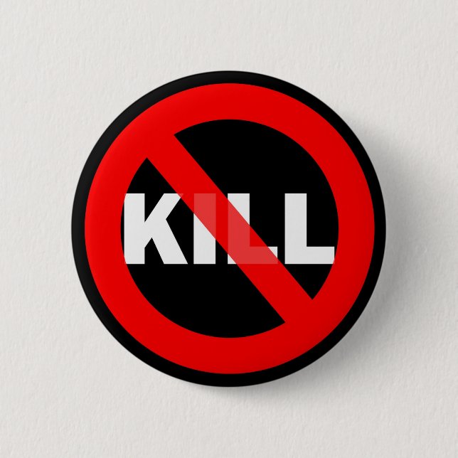 No-Kill black 2 Inch Round Button (Front)