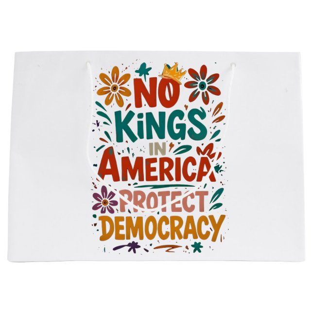 No King In America American Democracy  Large Gift Bag (Front)
