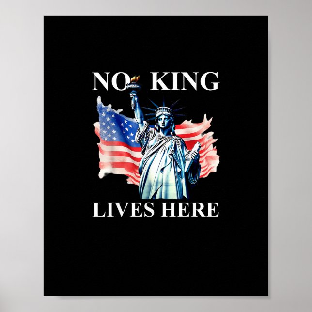 No King Lives in America Freedom Flag Patriotic Poster (Front)