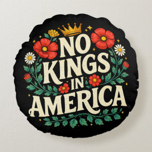 No Kings America Round Pillow