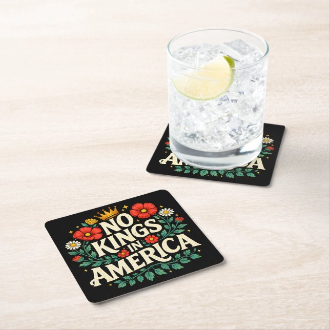 No Kings America Square Paper Coaster (Insitu)