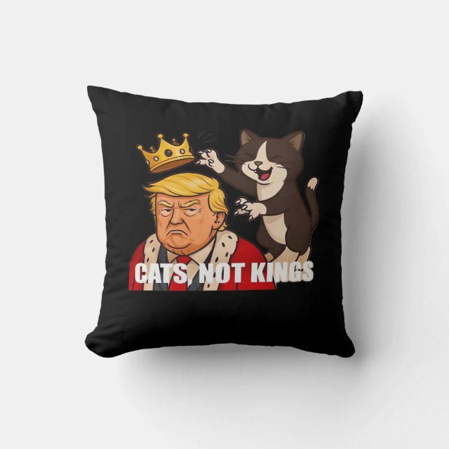 No Kings Anti Cats Funny Classic Style Throw Pillow (Front)
