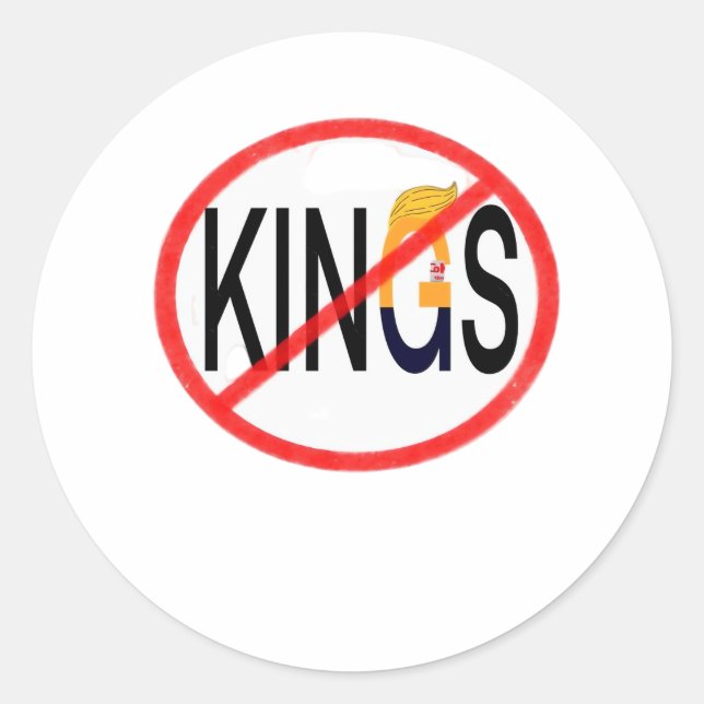 No Kings Anti Classic Minimal Clean Round Sticker (Front)
