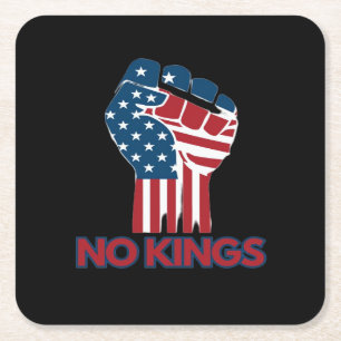 No Kings Anti Classic Retro Style Square Paper Coaster