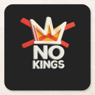 No Kings Anti Minimal Clean Square Paper Coaster