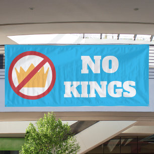NO KINGS! Anti-Trump Blue OD Banner