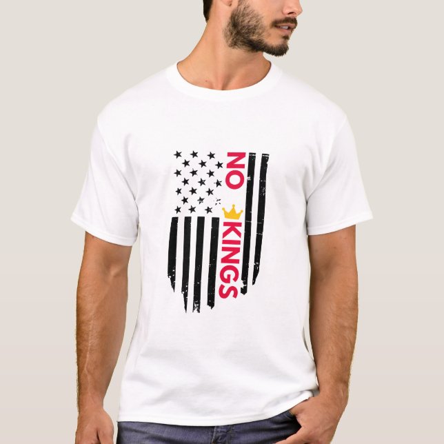 No Kings – Bold Minimalist Typography Crown Design T-Shirt (Front)