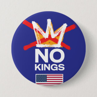 No Kings Button with American Flag