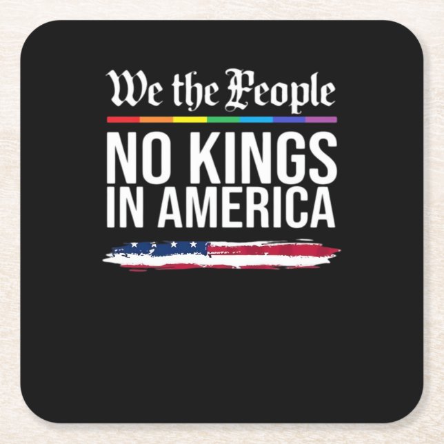 No Kings Day Classic Patriotic Style Square Paper Coaster (Front)